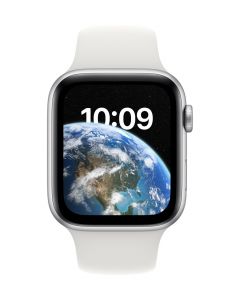  Apple Watch SE 2022 GPS 44mm Silver Aluminium Case with White Sport Band - Regular MNK23WB/A