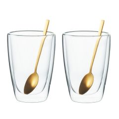 Zestaw szklanek termicznych z łyżeczkami Ambition LUSSO 2szt. 375 ml