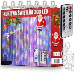 Kurtyna świetlna LED 3x3m, 300x LED, świąteczne, Extralink, biały zimny