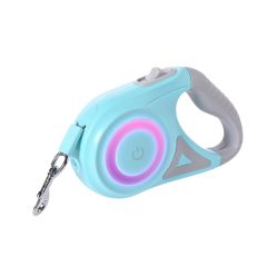 Smycz automatyczna 5m LED z bocznym światłem, miętowo-szara