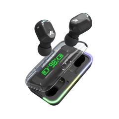 Słuchawki TWS z ekranem LCD do baterii i wbudowanymi kontrolkami, czarne