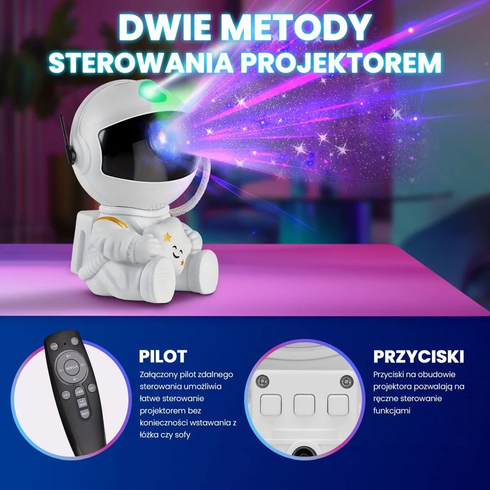 Lampka nocna astronauta, rzutnik Extralink Home, Projektor gwiazd MINI dla dzieci