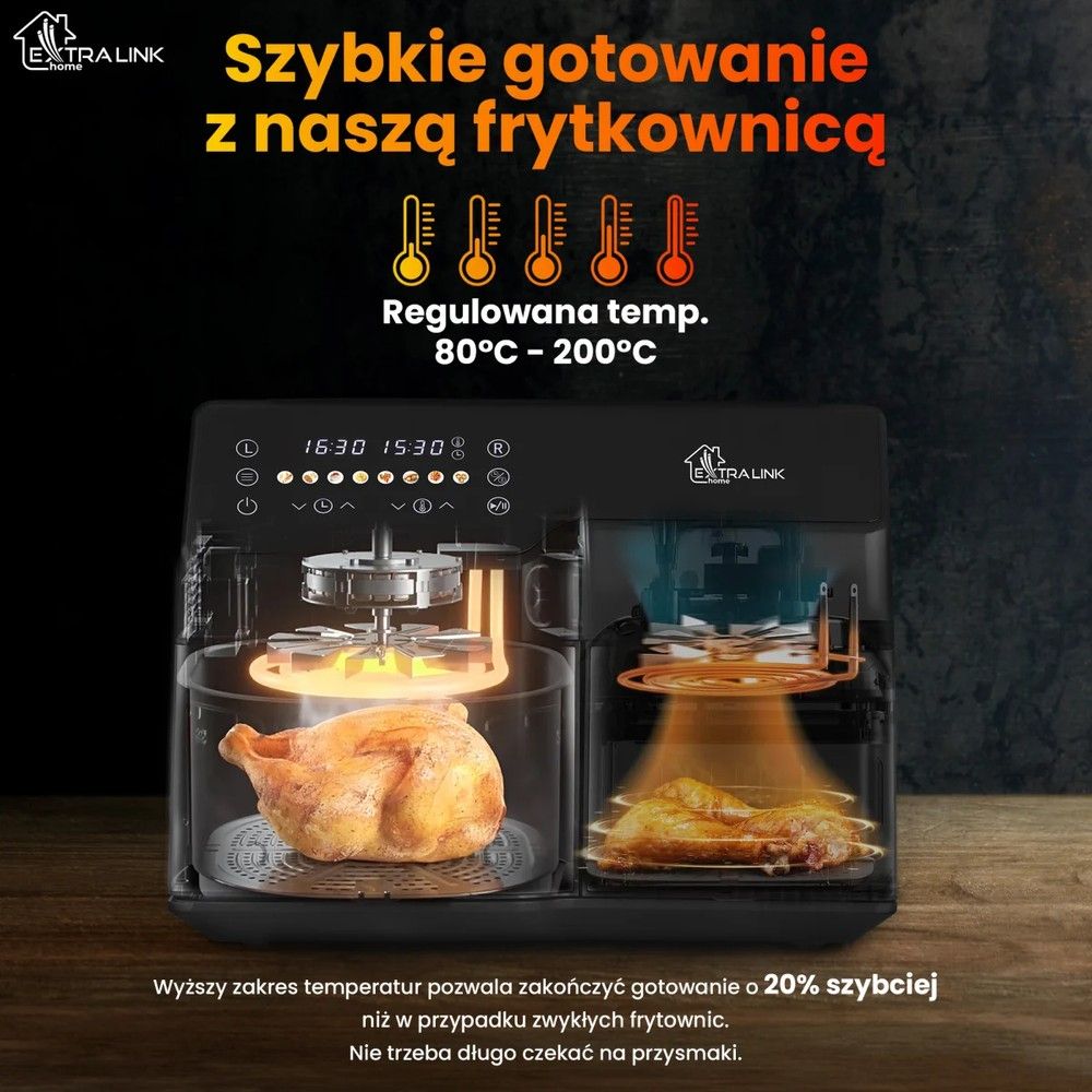 Frytkownica Extralink Home Air Fryer SJ-1000, 10L, EU, 2500W