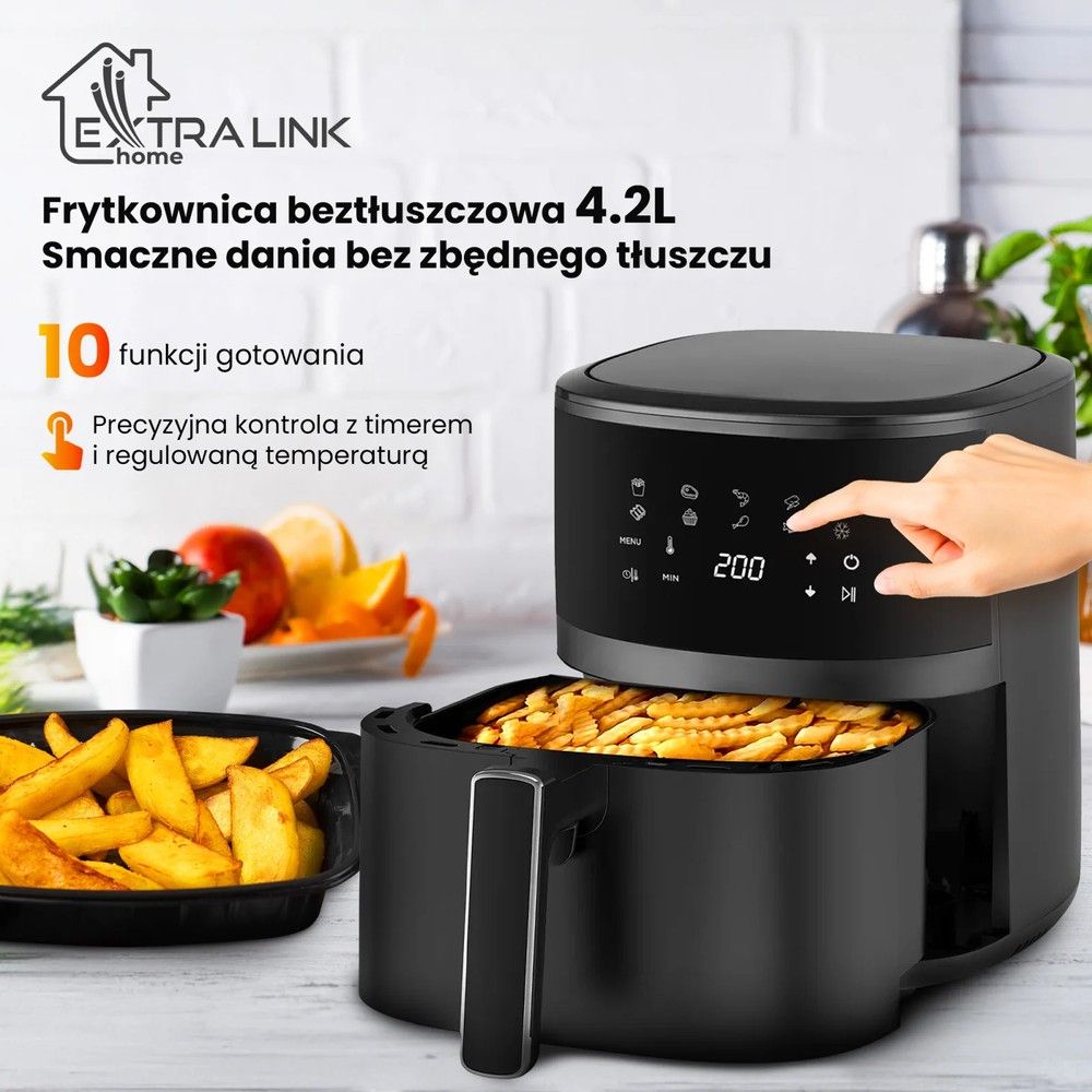 Frytkownica beztłuszczowa, Extralink Home Air Fryer 4.2L, EU