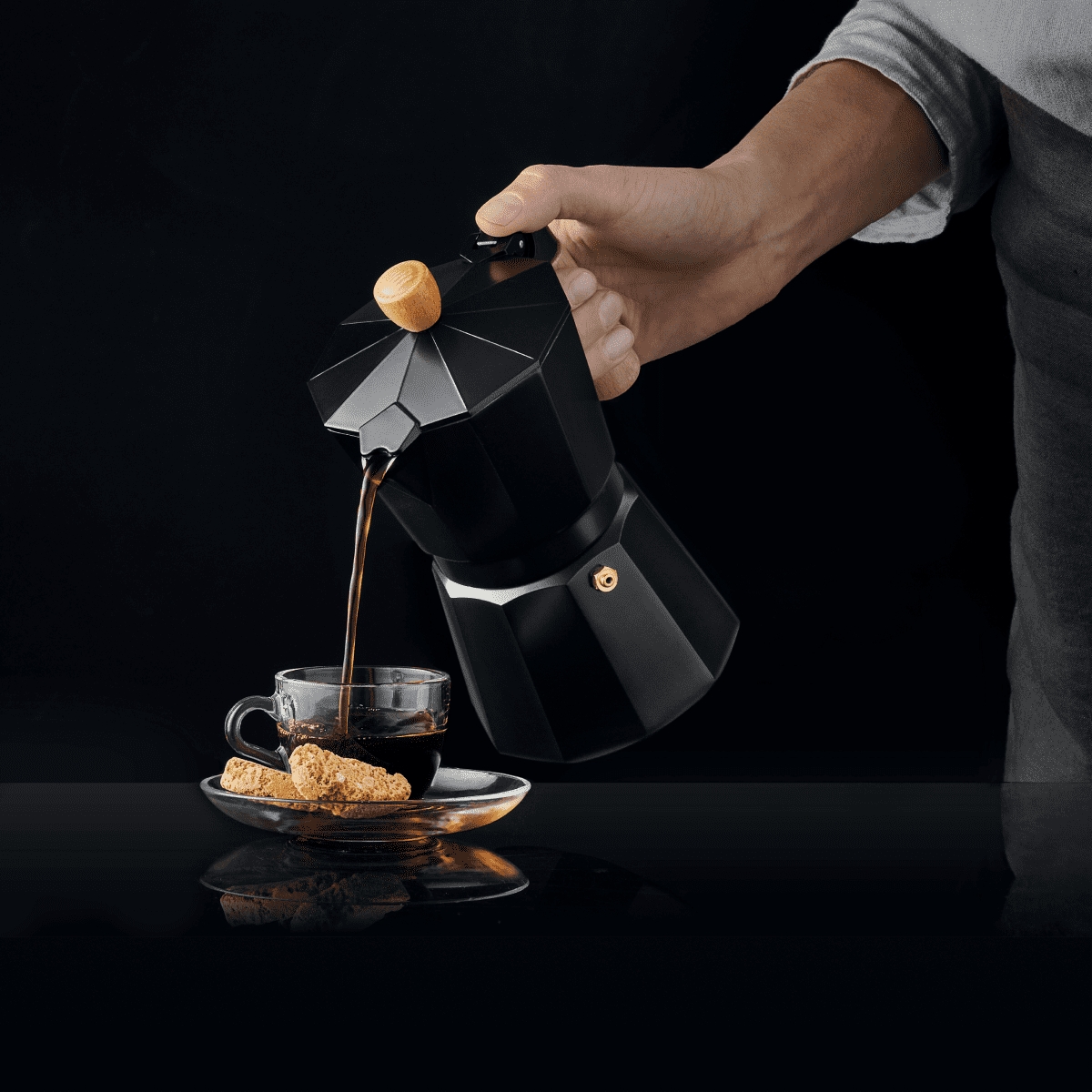 Kafeteria aluminiowa na 6 filiżanek czarna AMBITION NATURAL 300ml