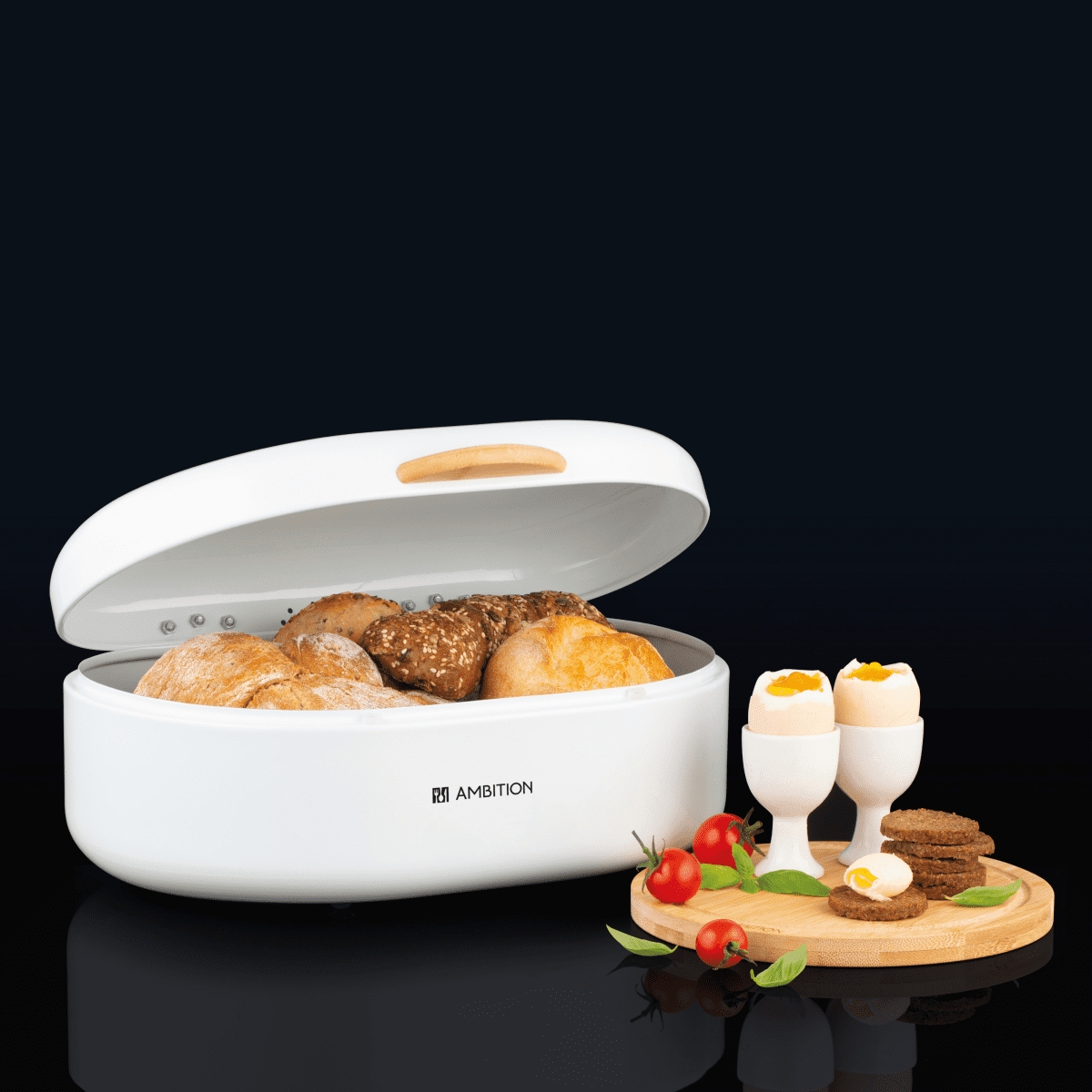 Chlebak z bambus uchwytem biały AMBITION OLIVIER