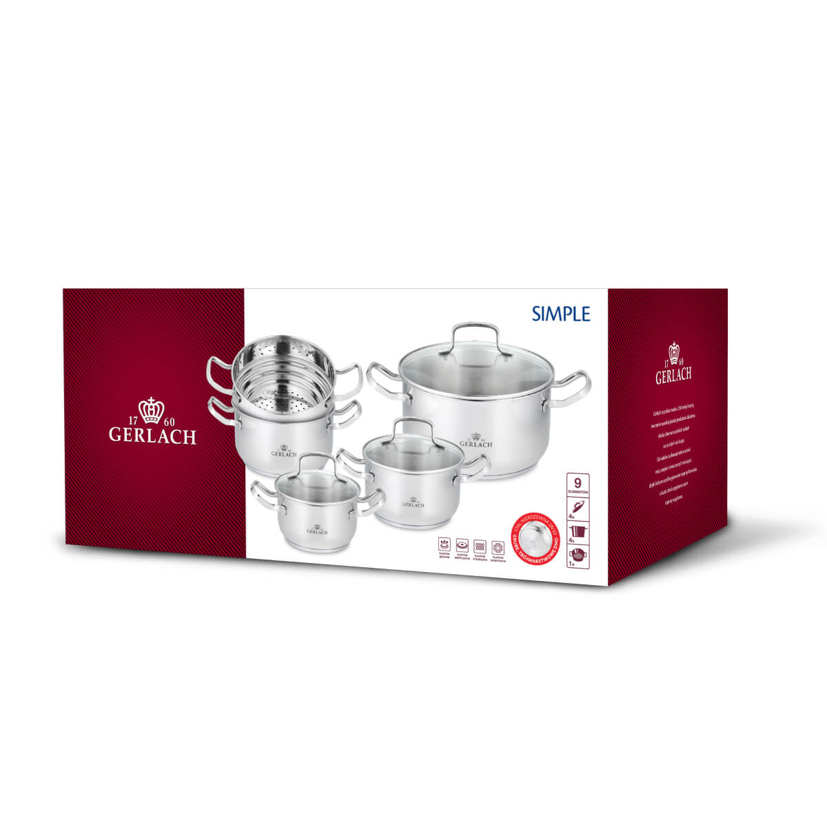 Komplet garnków Gerlach Simple 9el.