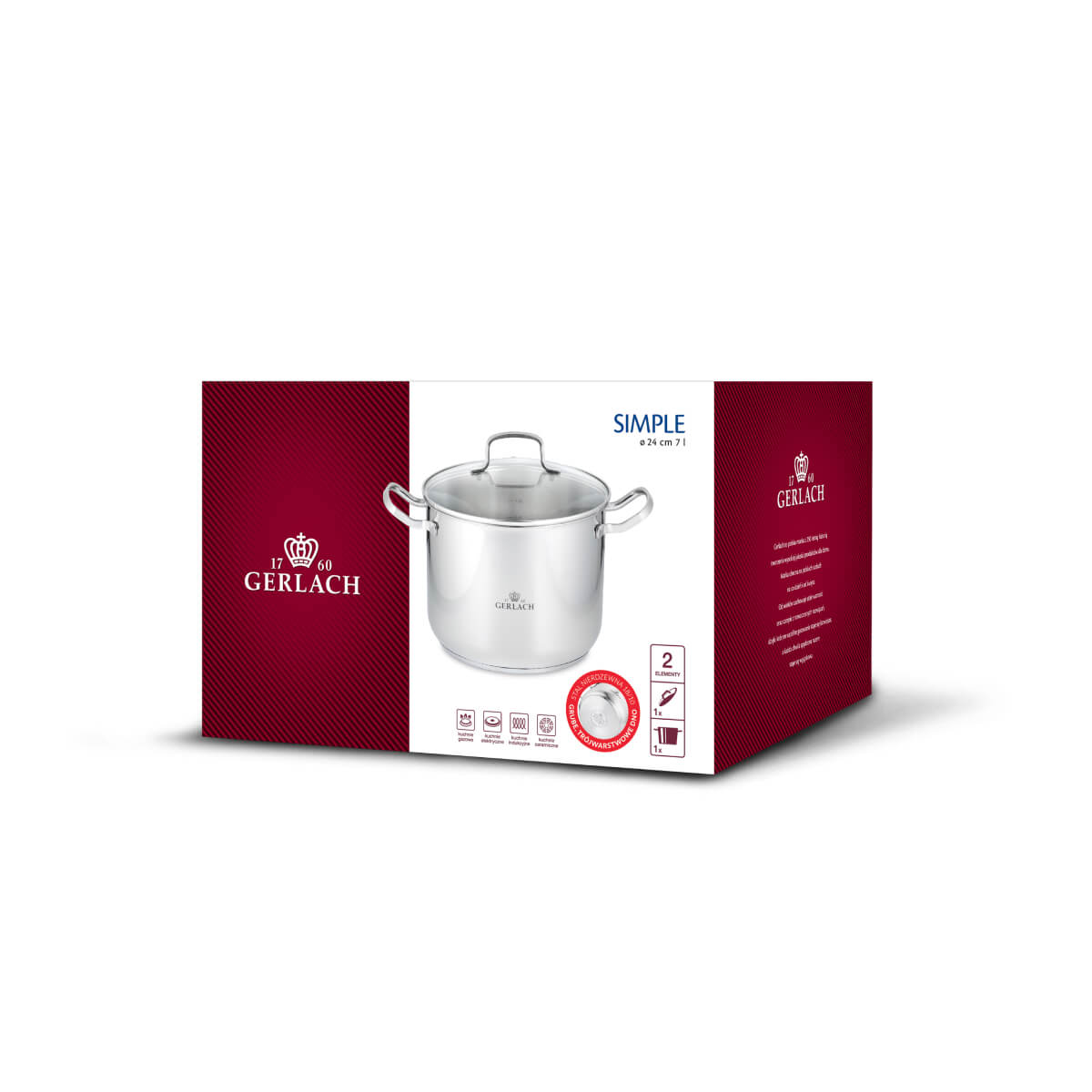 Garnek z pokrywą Gerlach Simple 24cm 7L