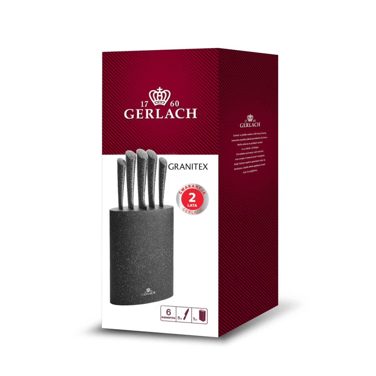 Komplet 5szt. noży kuchennych w bloku Gerlach Granitex